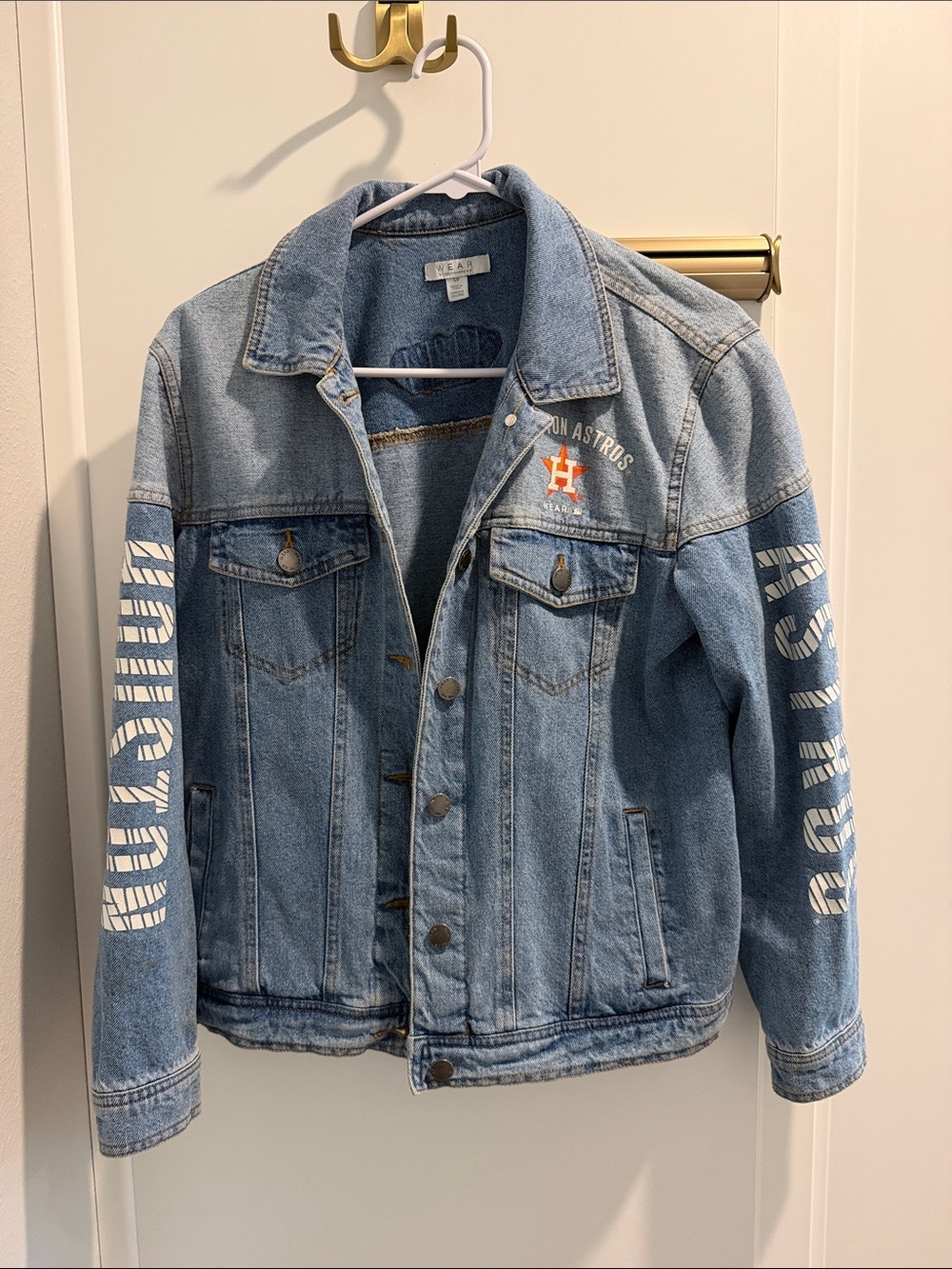 Light Blue Denim Jacket with Houston Astros Embroidery